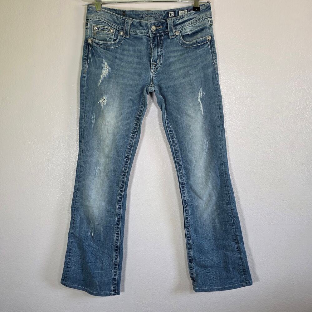 Miss Me Jeans Women Size 30 Bootcut Distressed Stretch Denim Medium Wash